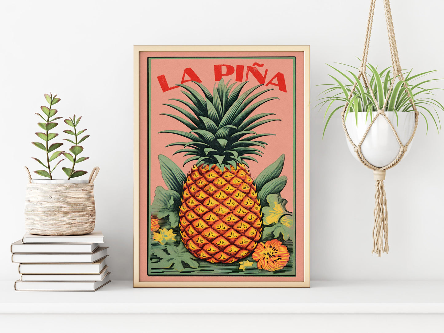 Vintage Tropical Pineapple Print | Retro Fruit Wall Decor | Mexican Lotería-Inspired Poster | Kitchen Wall Art