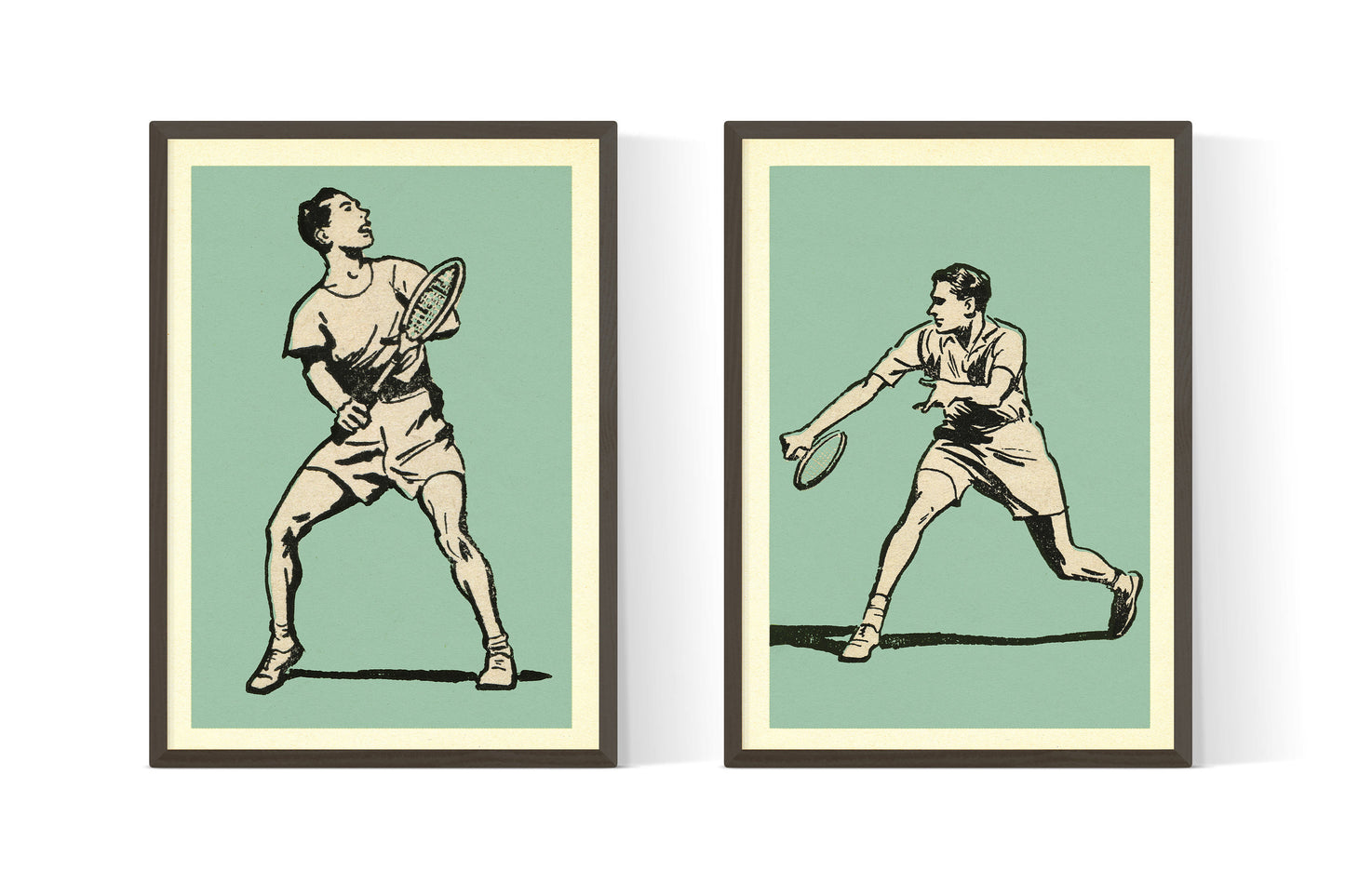 Set of Two Tennis Prints | Retro Wimbledon Prints | Sports Home Decor