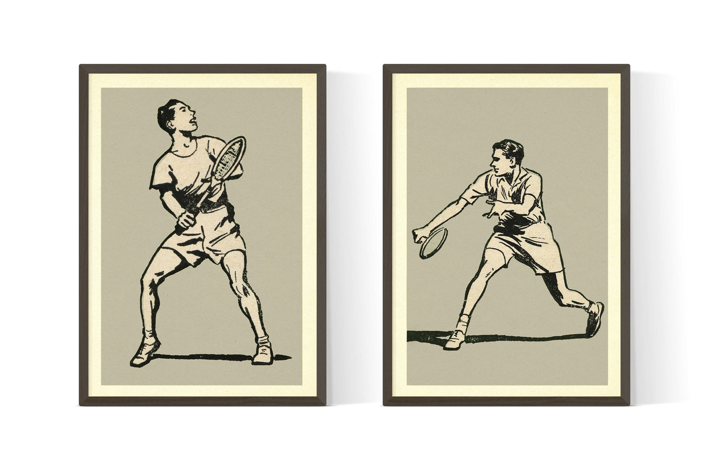 Set of Two Tennis Prints | Retro Wimbledon Prints | Sports Home Decor