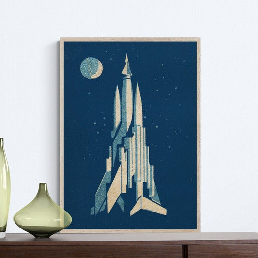 Retro Rocket Print | Space Gifts for Kids | Vintage Science Poster | Astro Decor