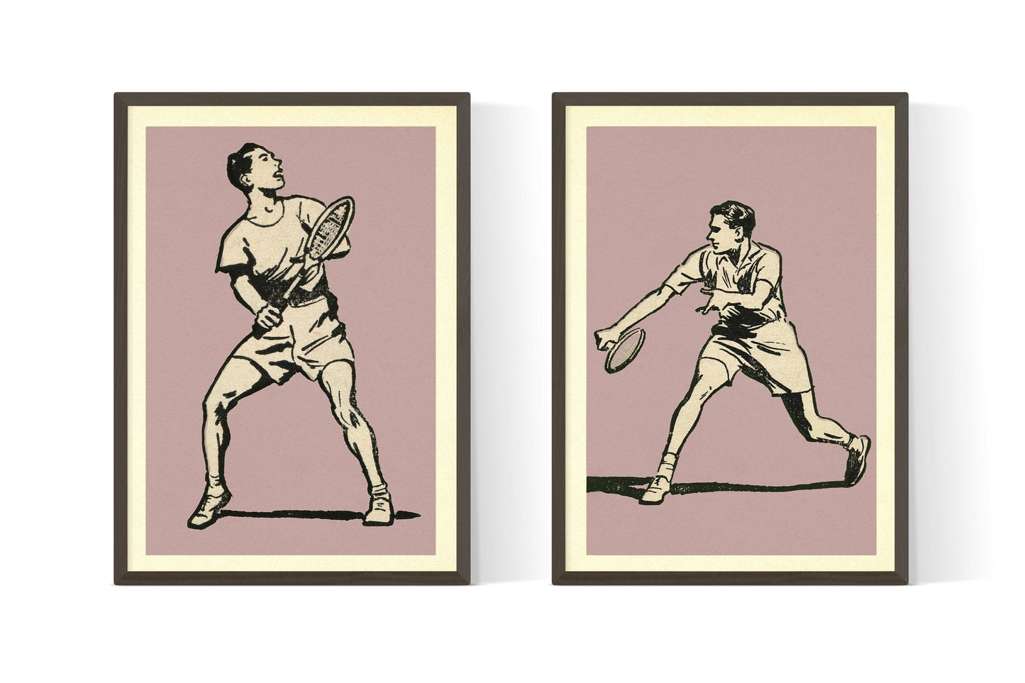 Set of Two Tennis Prints | Retro Wimbledon Prints | Sports Home Decor