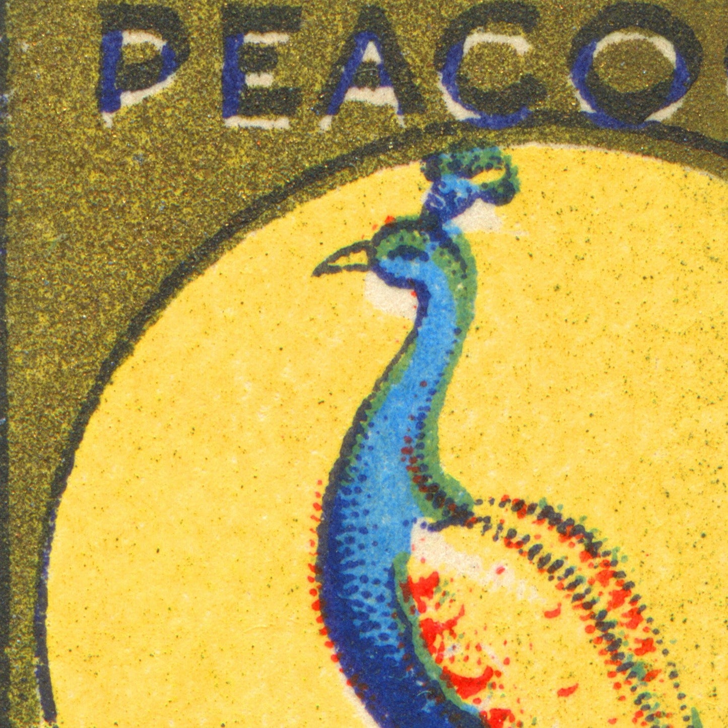 Antique Peacock Print | Large Bird Wall Art | Indian Print | Vintage Matchbox Illustration | Retro Decor | Boho Home