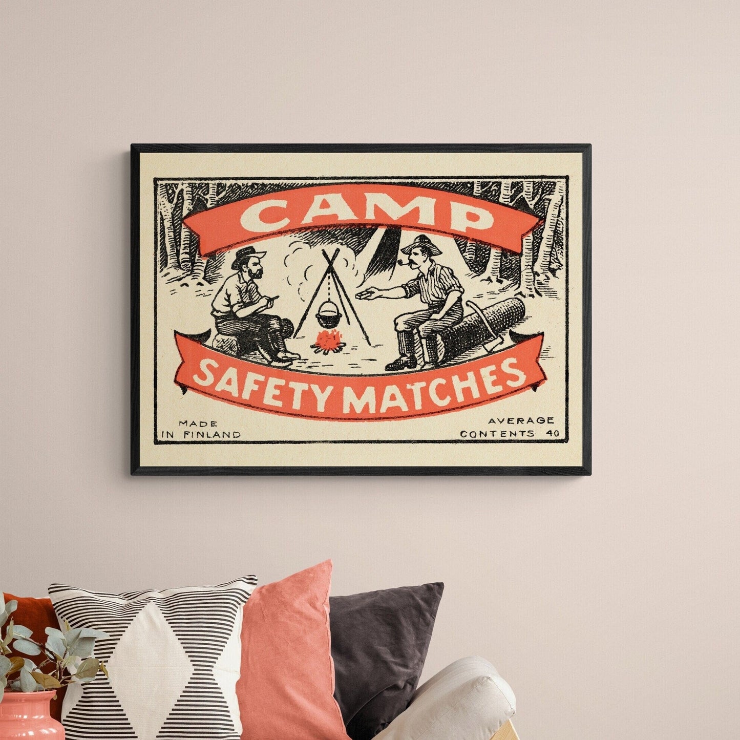 Camp Matchbook Print | Vintage Cowboy Art | Large Wall Decor | Retro Western | Camping Aesthetic | The Power of the Dog