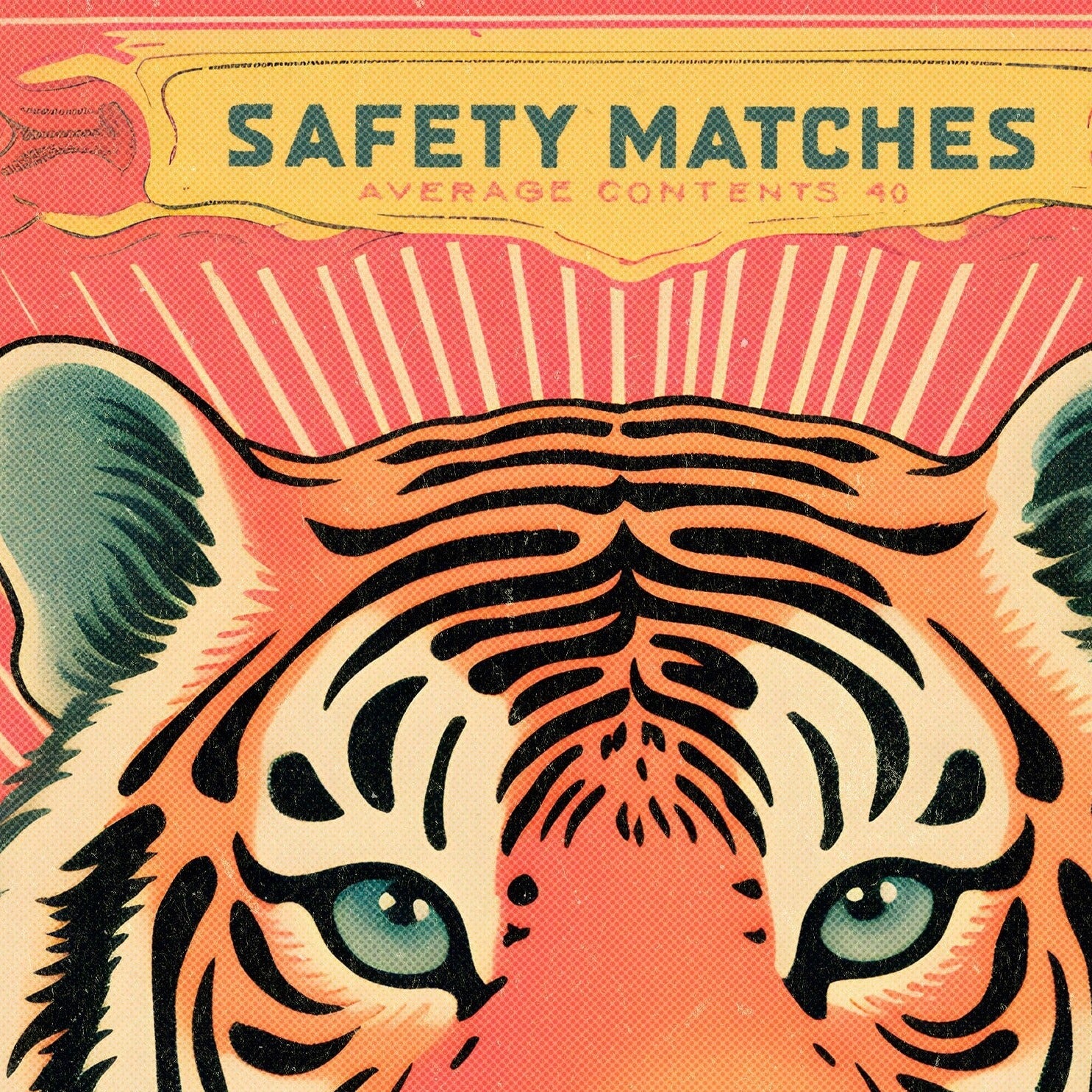 Tiger Brand Art Print | Large Tiger Wall Art | Vintage Matchbox Illustration | Pastel Aesthetics | Unique Gift
