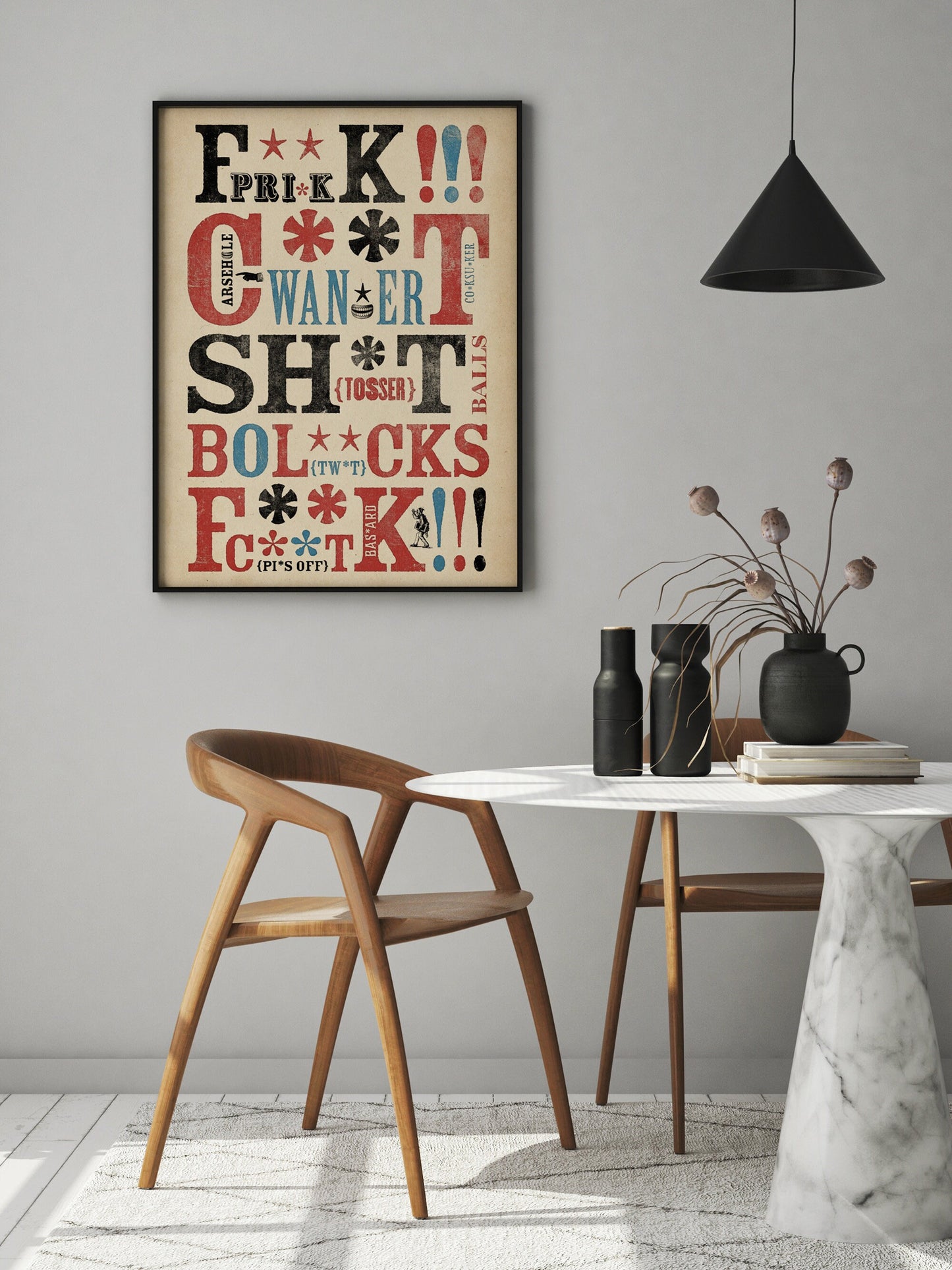 Vintage Swearing Print | Curse Words Wall Art | Letterpress Typography | Unique Humorous Gift