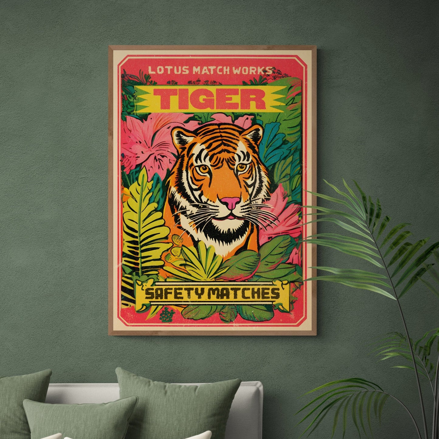 Tiger Graphic Art Print | Large Tiger Wall Art | Vintage Wildlife Illustration | Indian Print | Unique Gift