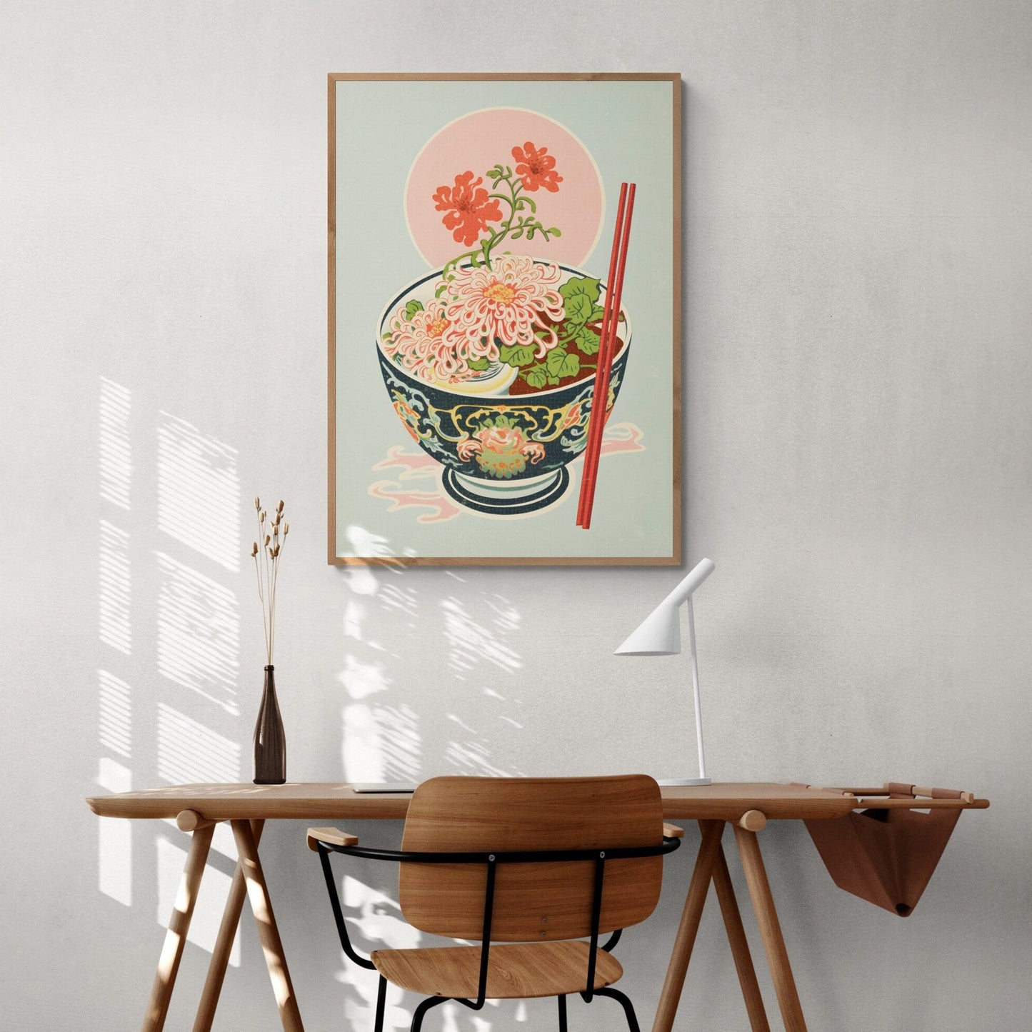 Vintage Floral Ramen Print | Kitchen Wall Art | Colorful Retro Gift | Unique Home Decor | Asian Noodle Design | Pastel Aesthetics