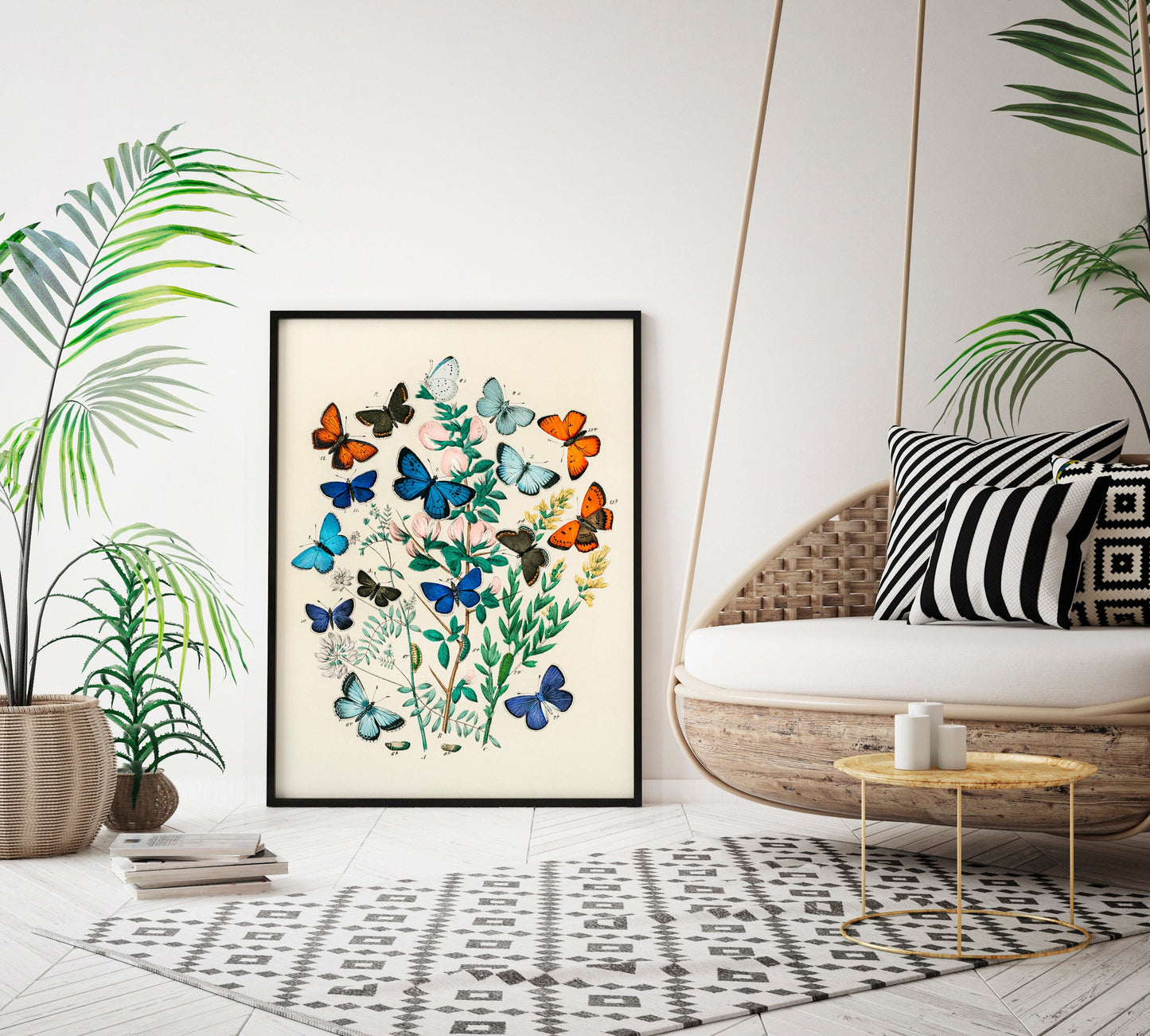 Blue Butterfly Art Print | Vintage Nature Print | Butterfly Poster | Large Wall Decor | Modern Home Decor