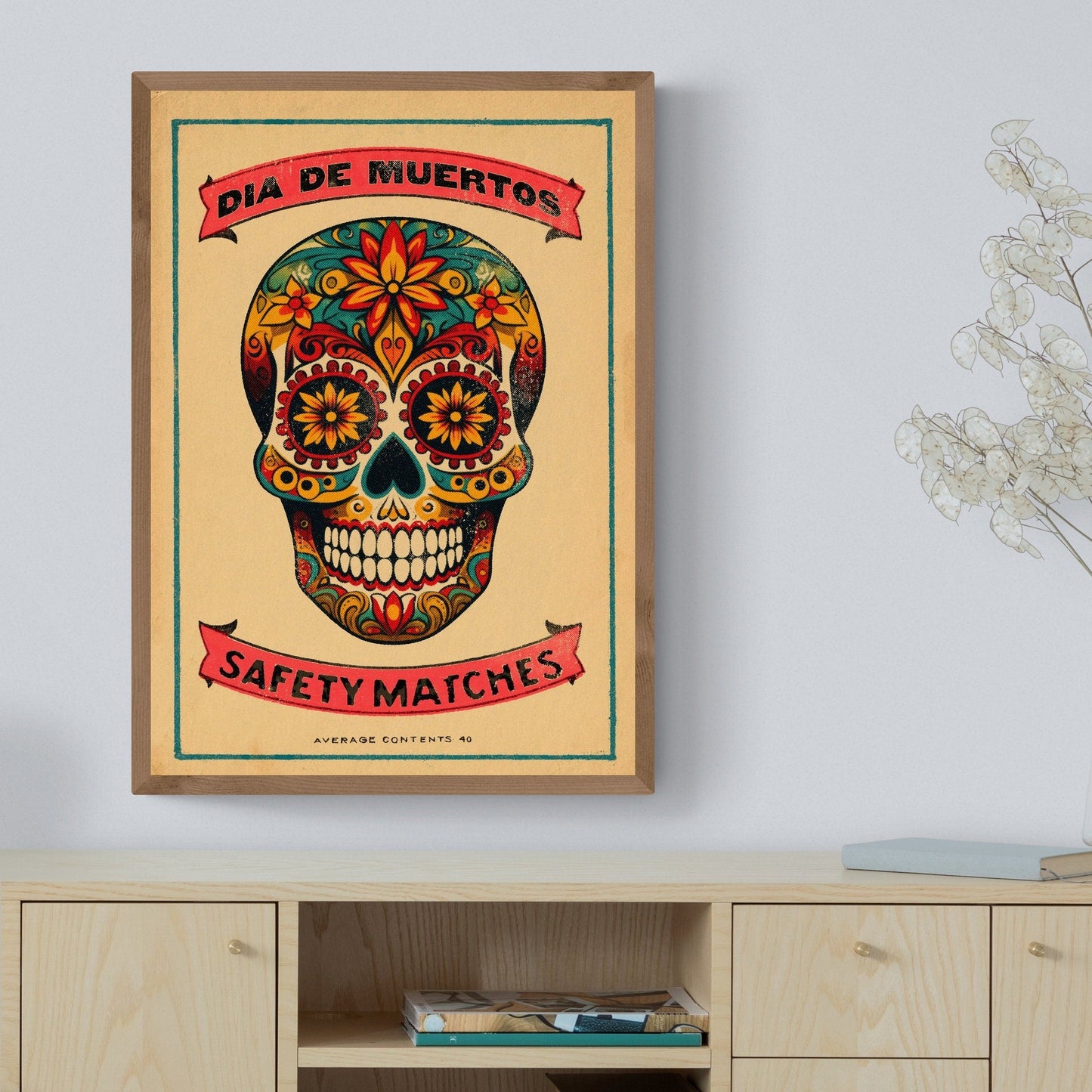 Mexican Day of the Dead Print | Día de los Muertos Wall Art | Vintage Style | Mexico Sugar Skull Poster | Home Decor