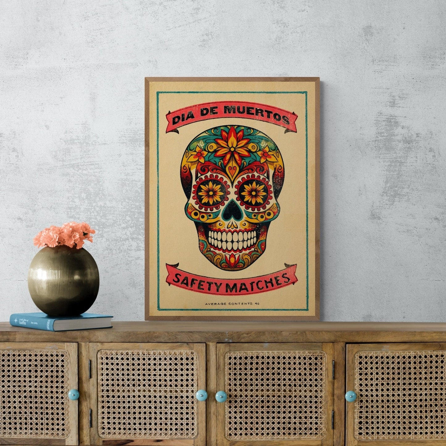 Mexican Day of the Dead Print | Día de los Muertos Wall Art | Vintage Style | Mexico Sugar Skull Poster | Home Decor