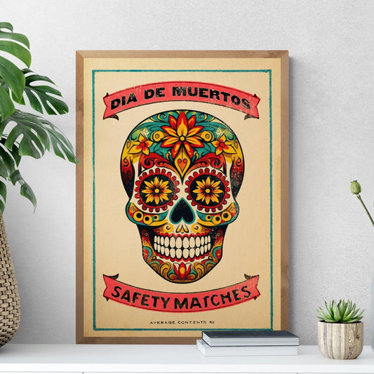 Mexican Day of the Dead Print | Día de los Muertos Wall Art | Vintage Style | Mexico Sugar Skull Poster | Home Decor