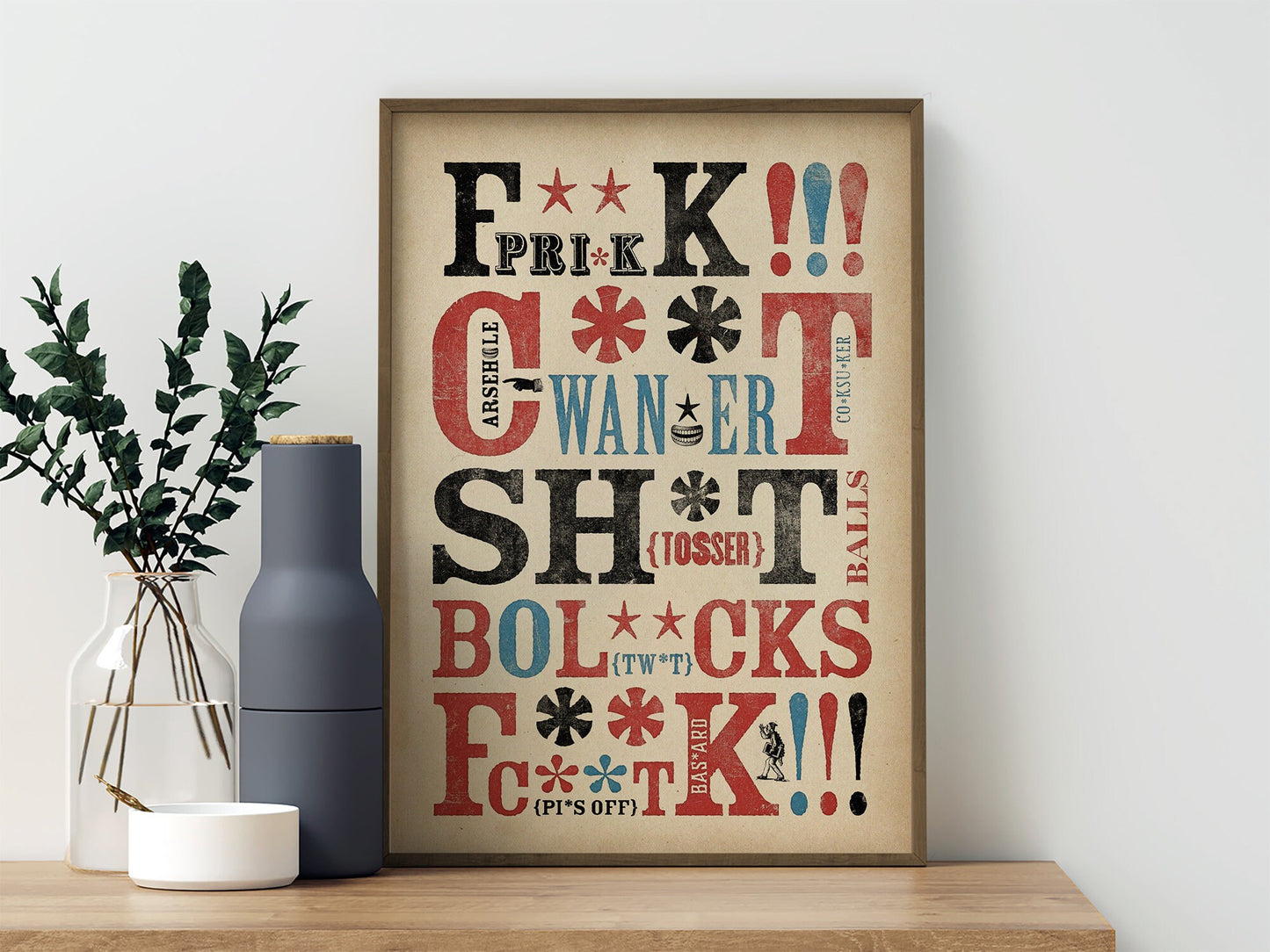 Vintage Swearing Print | Curse Words Wall Art | Letterpress Typography | Unique Humorous Gift