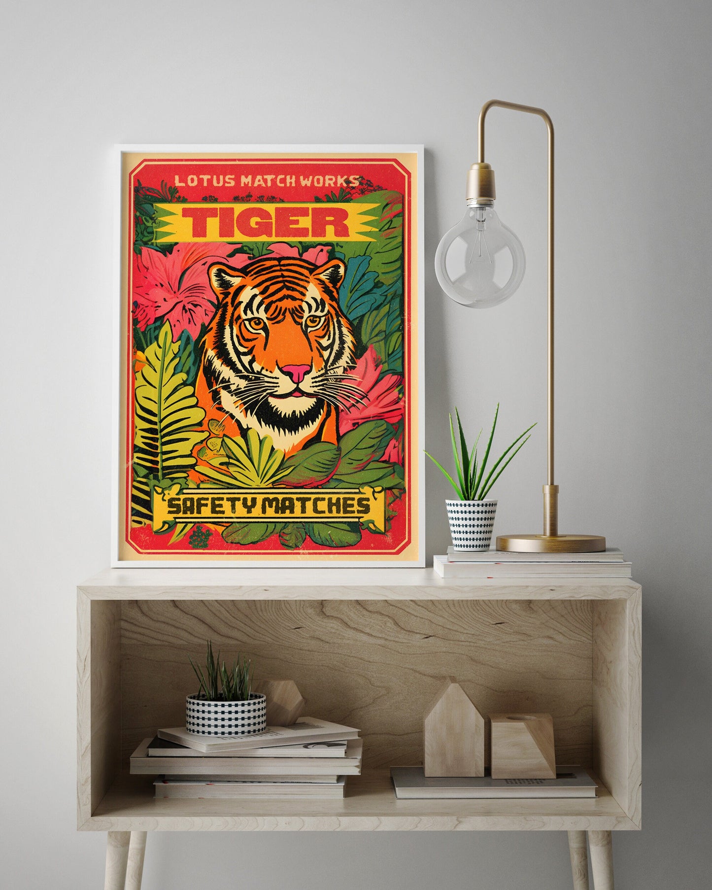 Tiger Graphic Art Print | Large Tiger Wall Art | Vintage Wildlife Illustration | Indian Print | Unique Gift