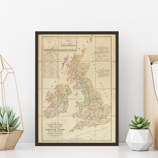 Vintage Victorian Map of the British Isles | Art Print | Historical Home Decor | Antique Travel Poster