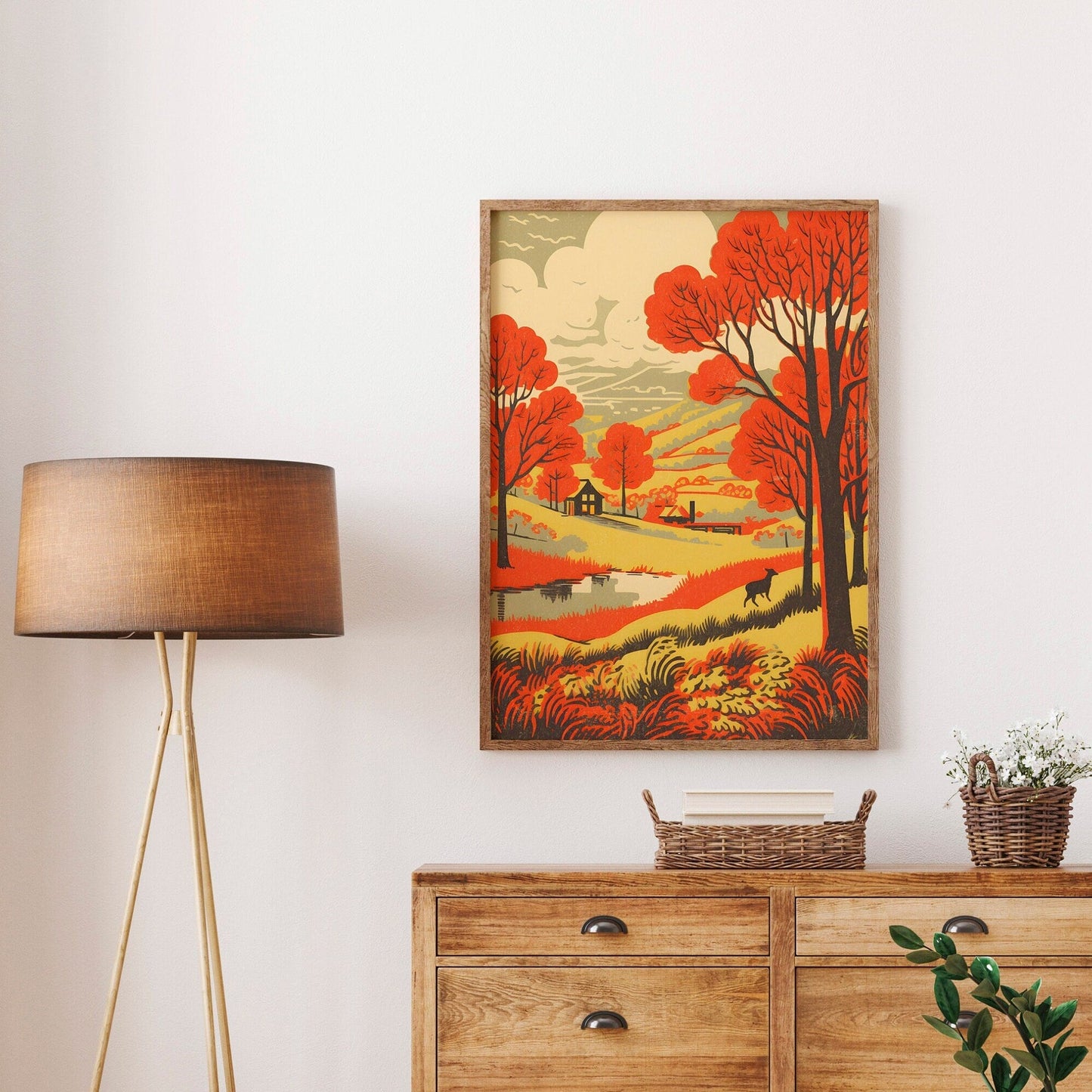 Vintage Rural Landscape Art Print | Rustic Countryside Wall Decor | Autumn Scene | Fall Decor