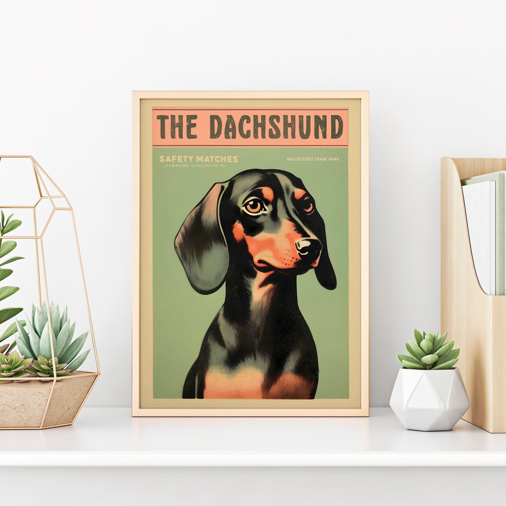 Dachshund Dog Art Print | Vintage Matchbook Label Design | Retro Wall Decor | Unique Wall Art | Sausage Dog Lover Gift