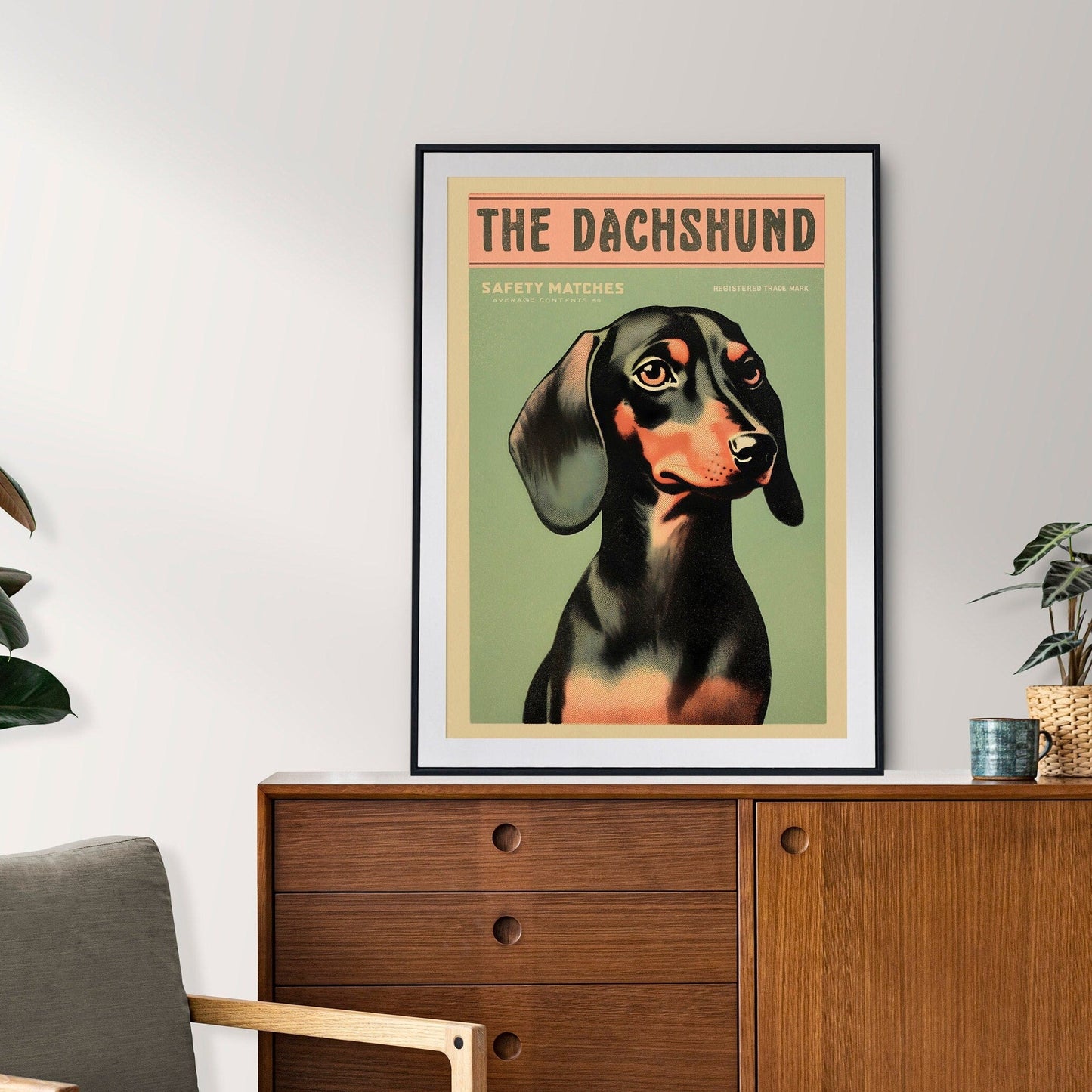 Dachshund Dog Art Print | Vintage Matchbook Label Design | Retro Wall Decor | Unique Wall Art | Sausage Dog Lover Gift