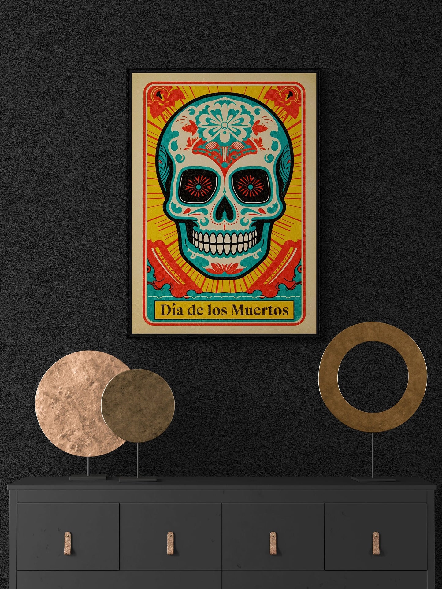 Day of the Dead Art Print | Día de los Muertos Wall Art | Vintage Sugar Skull Poster | Mexican Home Decor