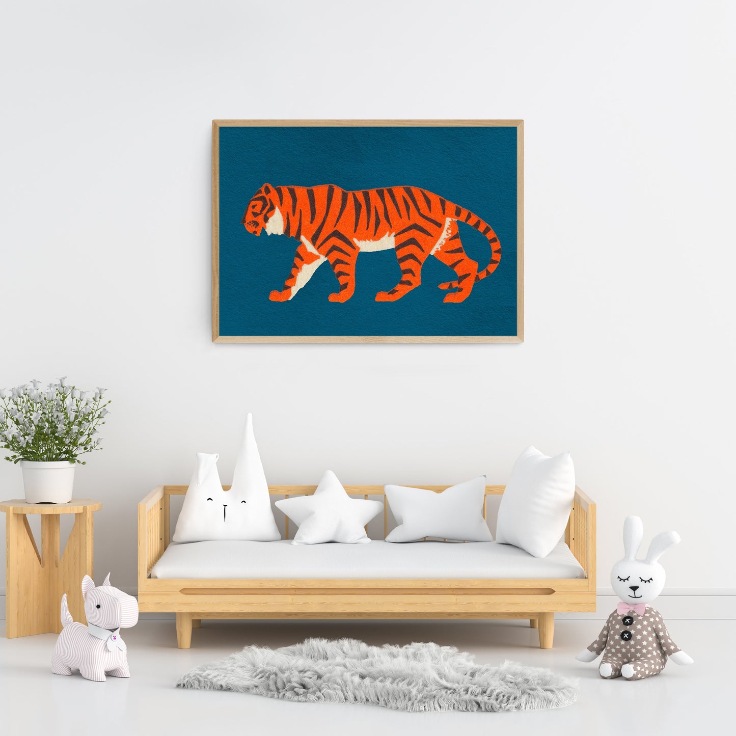Colorful Simple Tiger Print | Jungle Wall Art | Kids Bedroom Decor | Big Cat Poster
