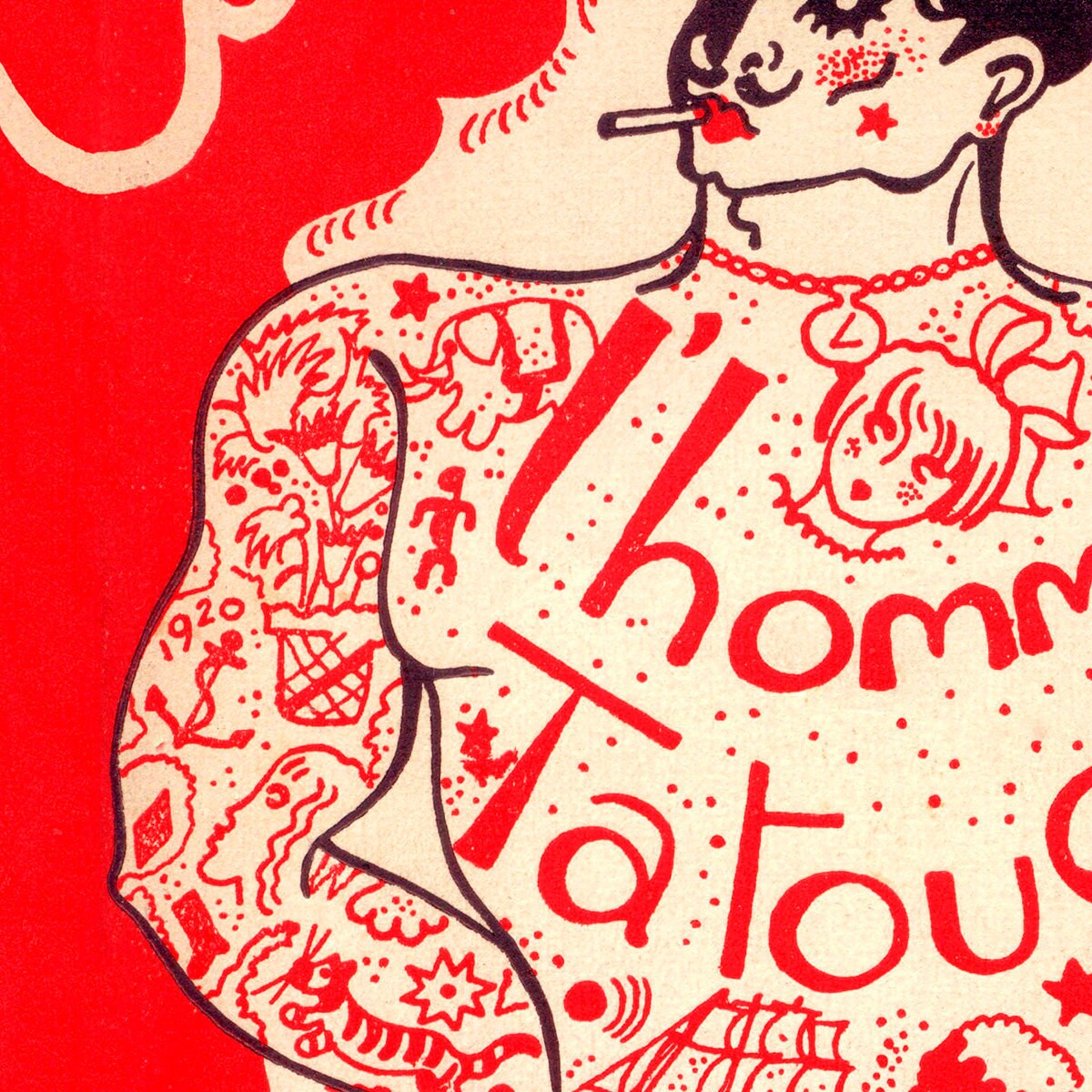 Tattoo Print | Vintage Tattooed Man | Traditional Tattoo Artist | Tattoo Shop Decor | Tattoo Studio Wall Art Gift