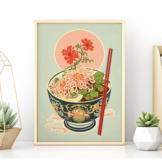 Vintage Floral Ramen Print