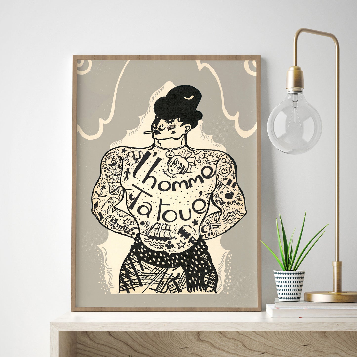 Vintage Tattooed Man Print