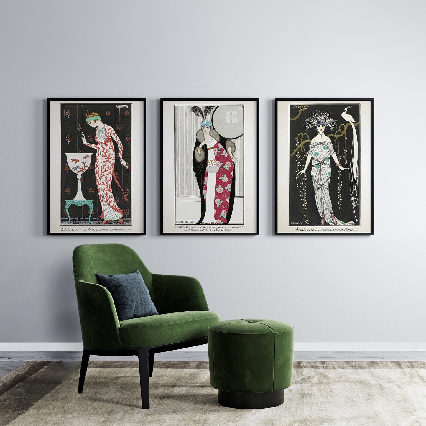 Set of 3 French Art Deco Prints