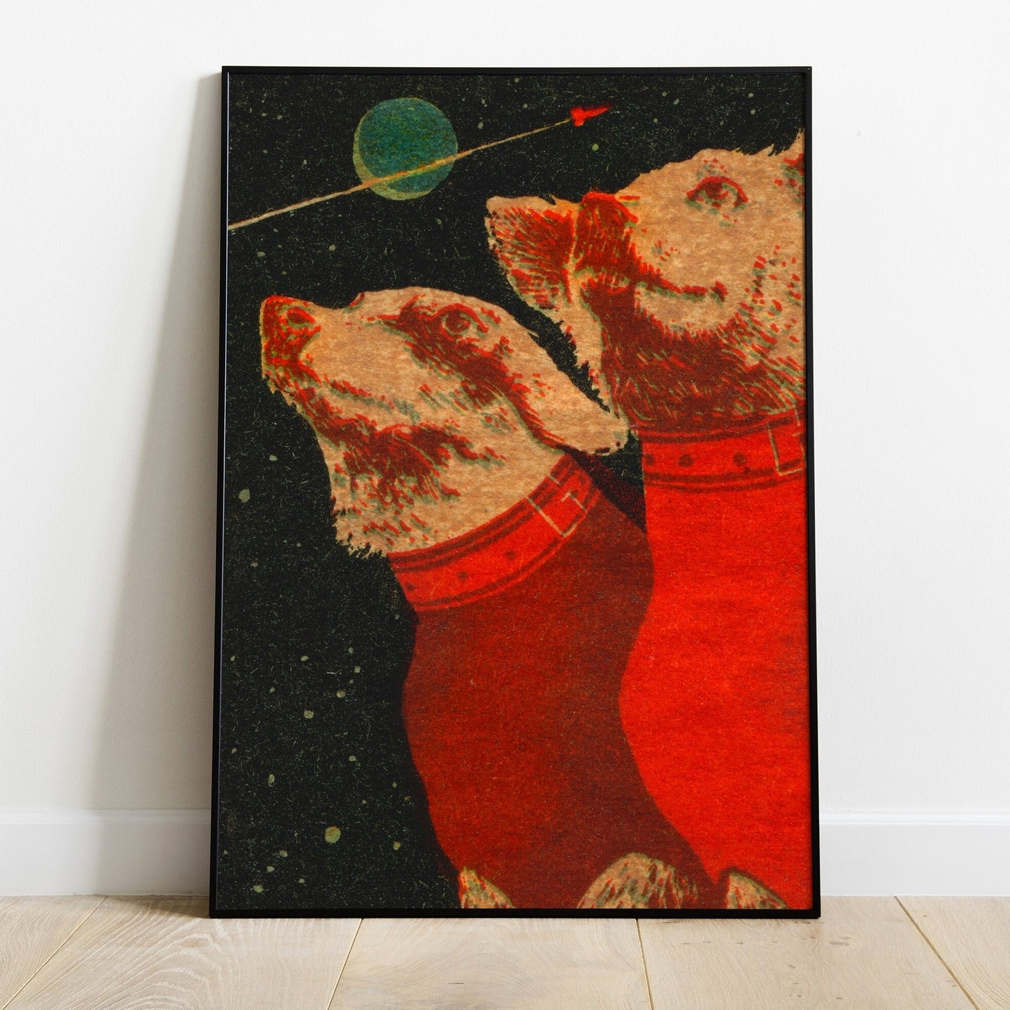 Dogs in Space! | Vintage Soviet Print | Belka and Strelka | Large Wall Art | Space Decor | Dog Lover's Gift | Space Geeks