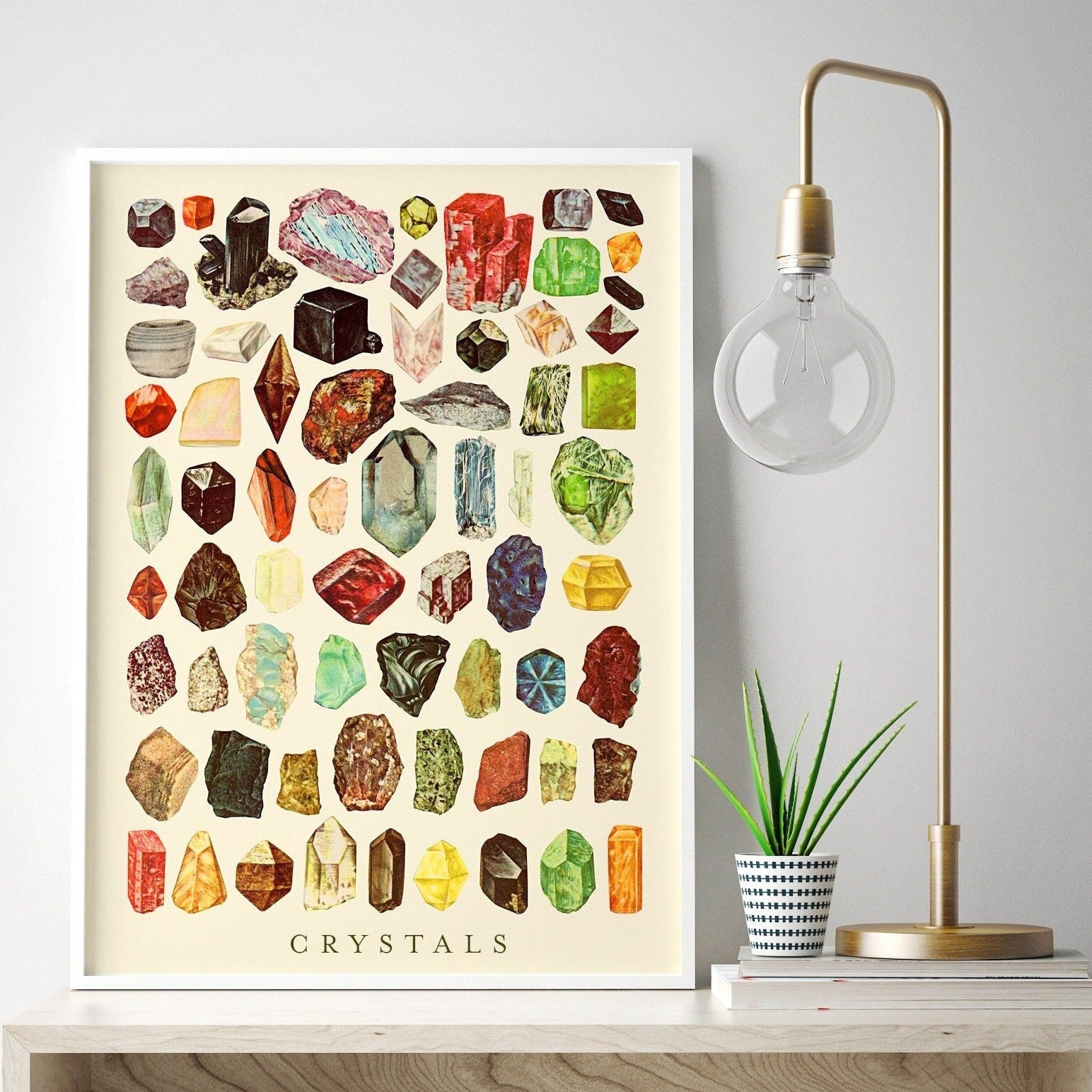 Crystals Print | Gemstones Poster | Vintage Mineralogy Poster | Antique Wall Decor | Unique Geology Gift