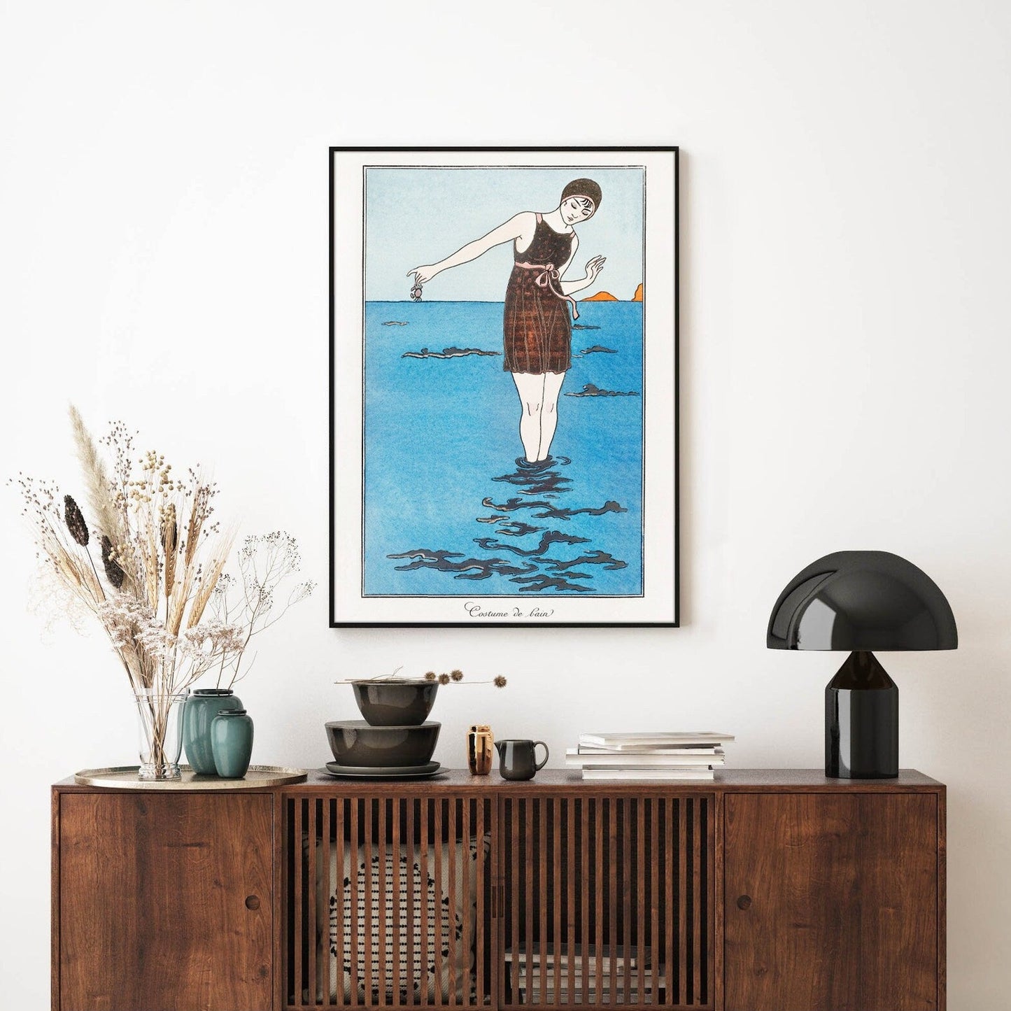 French Beach Beauty Art Deco Print | Elegant Bathroom Decor | Vintage Wall Art