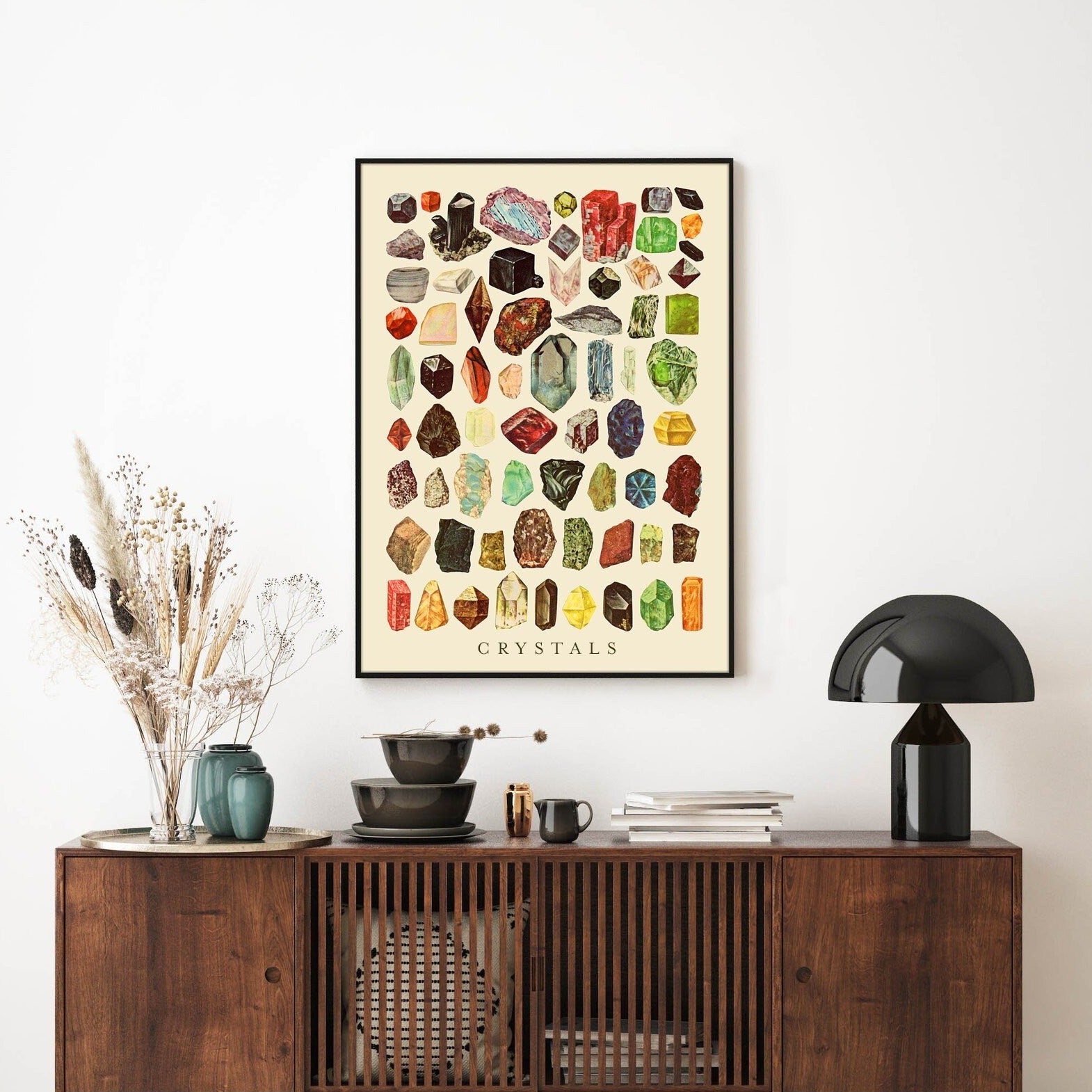 Crystals Print | Gemstones Poster | Vintage Mineralogy Poster | Antique Wall Decor | Unique Geology Gift