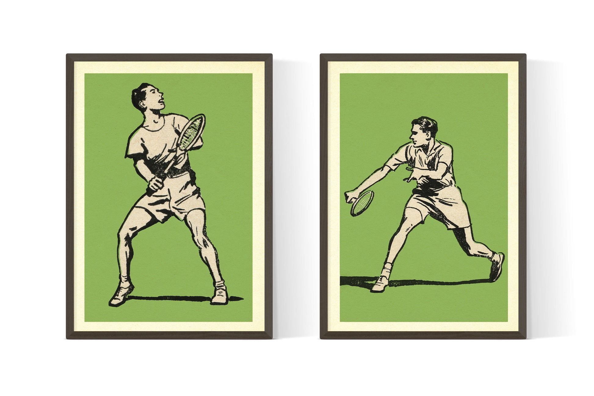 Set of Two Tennis Prints | Retro Wimbledon Prints | Sports Home Decor