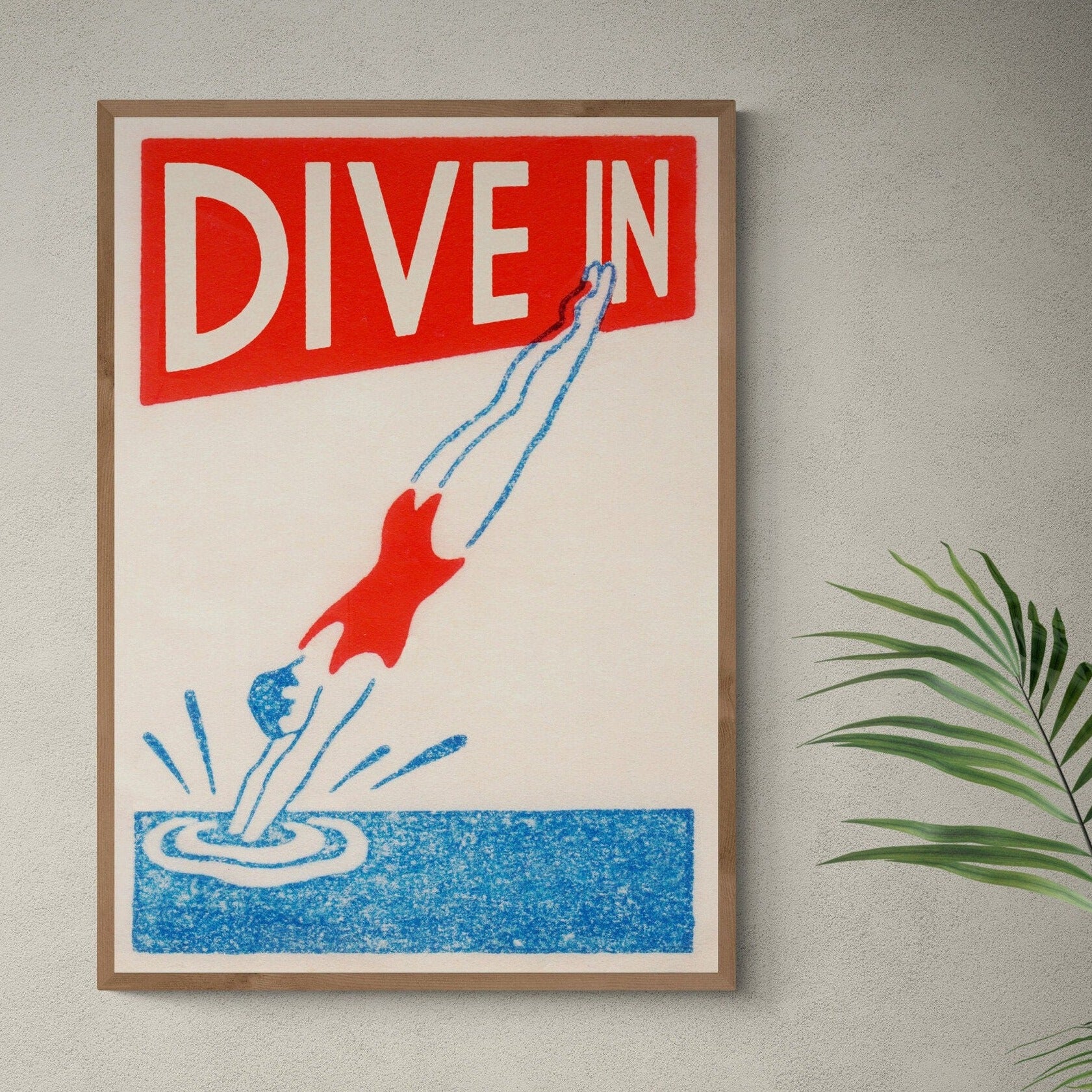 Diver Art Print | Art Deco Style | Vintage Maritime | Bathroom Decor | Swimming Poster | Dive In