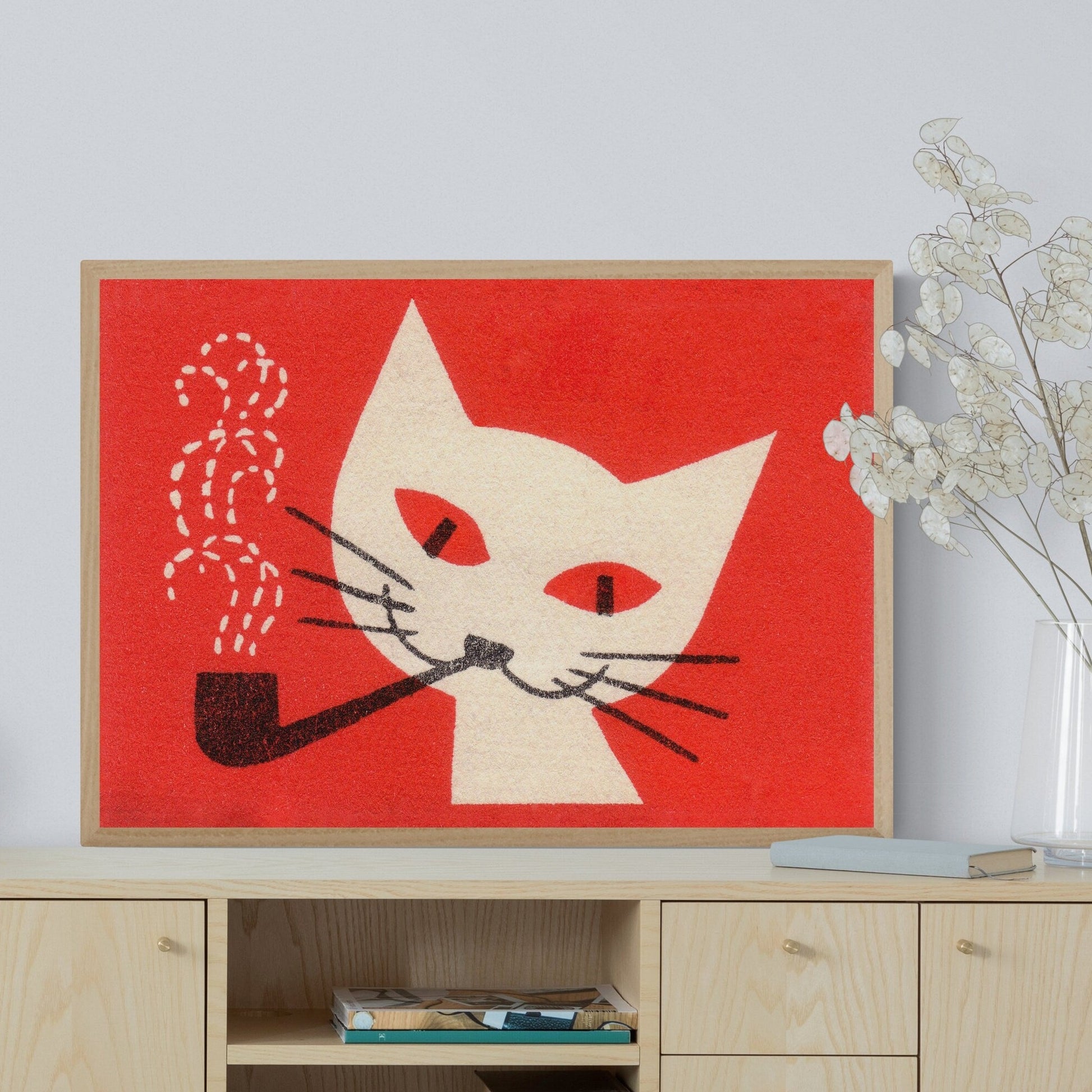Vintage Cat Poster | Cat Decor | Love Cats Poster | Large Wall Art | Mid Century Modern