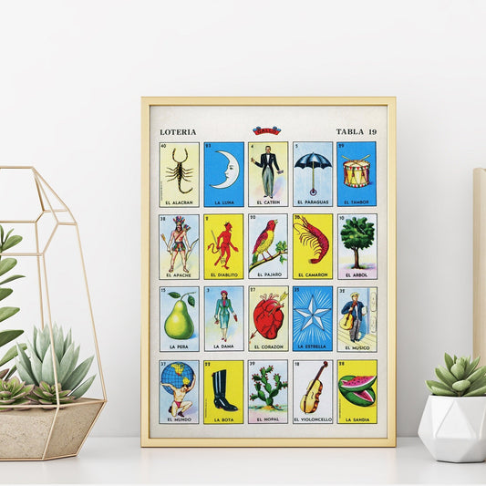 Vibrant Mexican Bingo Cards Art Print | Colorful Wall Decor | Fiesta-Inspired Home Decor | Unique Mexico Loteria Gift