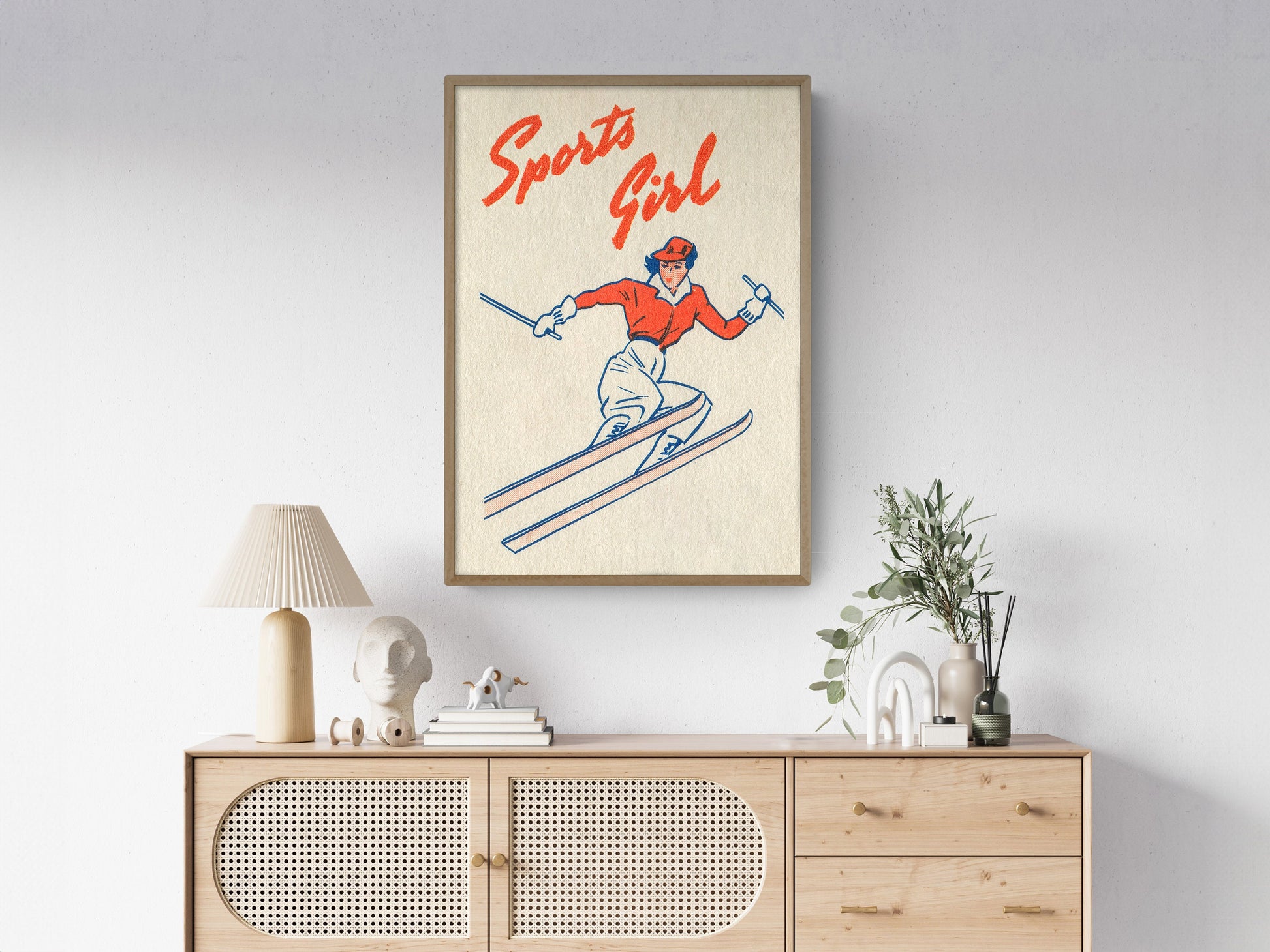 Sports Girl Vintage Skiing Print | Winter Sports Decor | Retro Home
