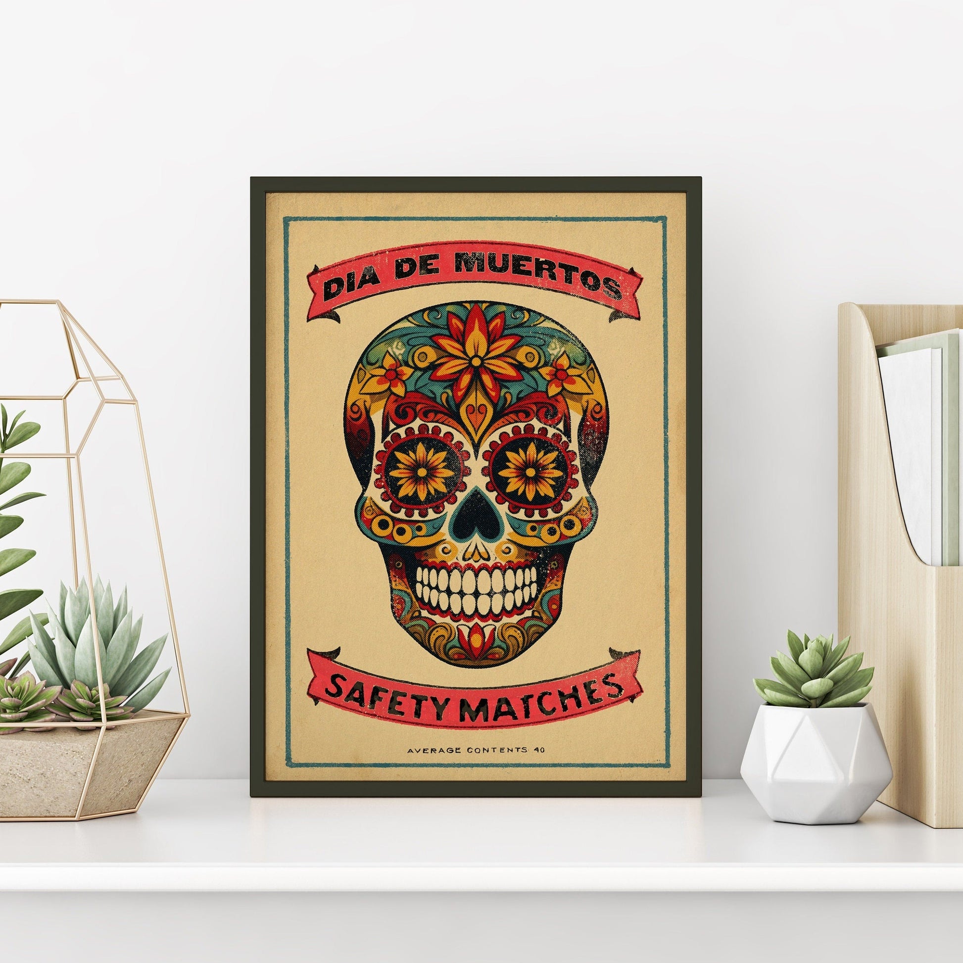 Mexican Day of the Dead Print | Día de los Muertos Wall Art | Vintage Style | Mexico Sugar Skull Poster | Home Decor