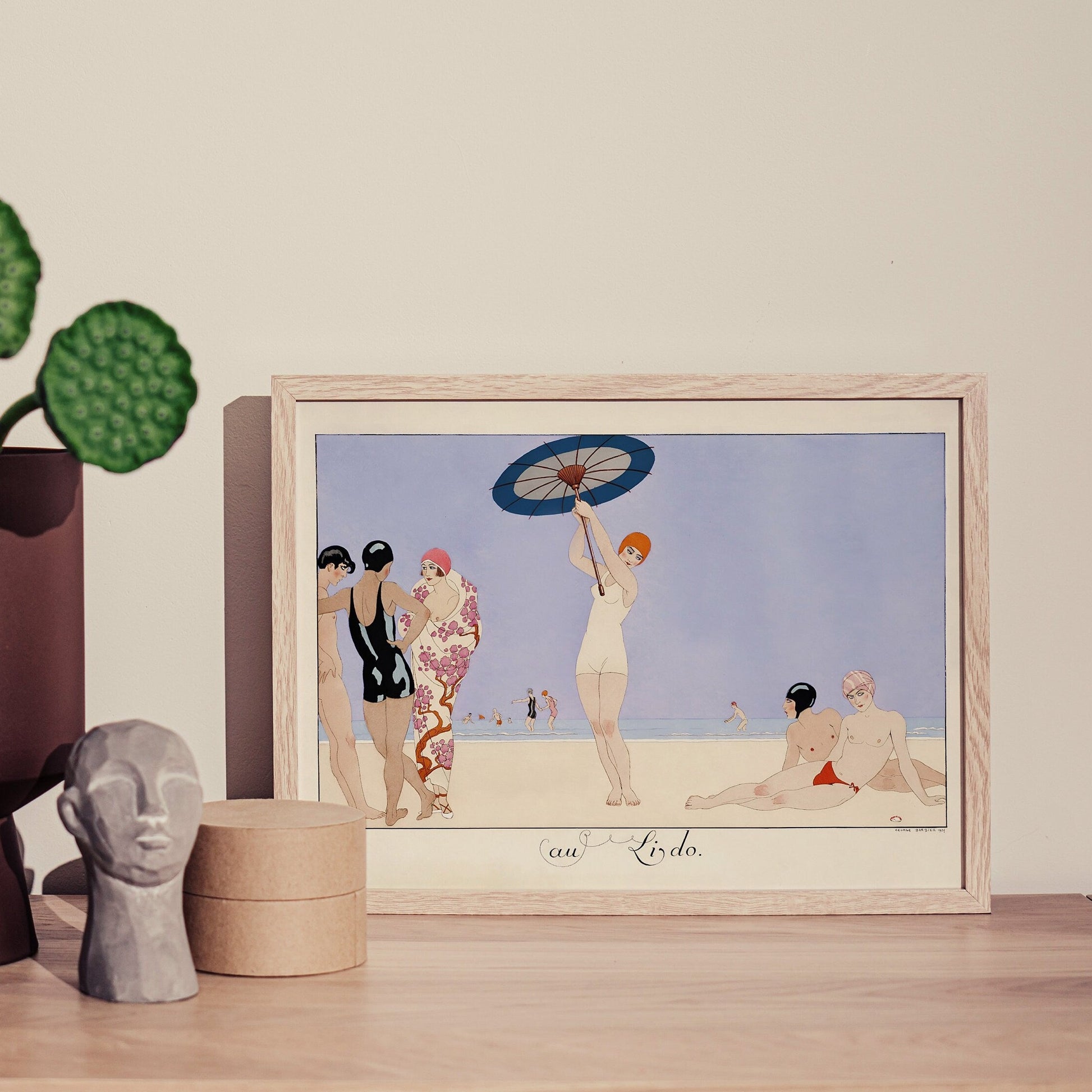 French Art Deco Beach Scene Art Print | Chic Lido Elegance | Unique Home Gift | Bathroom Decor | Swimming Prints