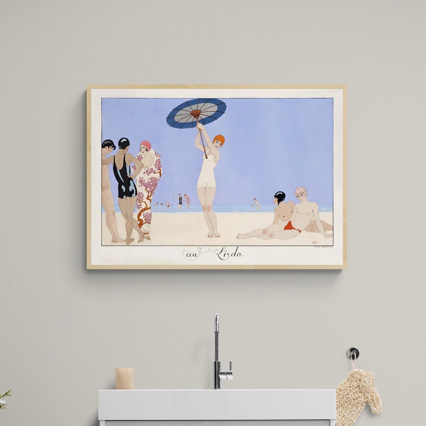 French Art Deco Beach Scene Art Print | Chic Lido Elegance | Unique Home Gift | Bathroom Decor | Swimming Prints