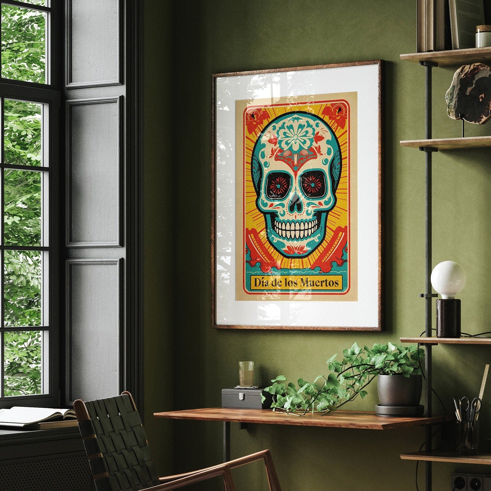 Day of the Dead Art Print | Día de los Muertos Wall Art | Vintage Sugar Skull Poster | Mexican Home Decor