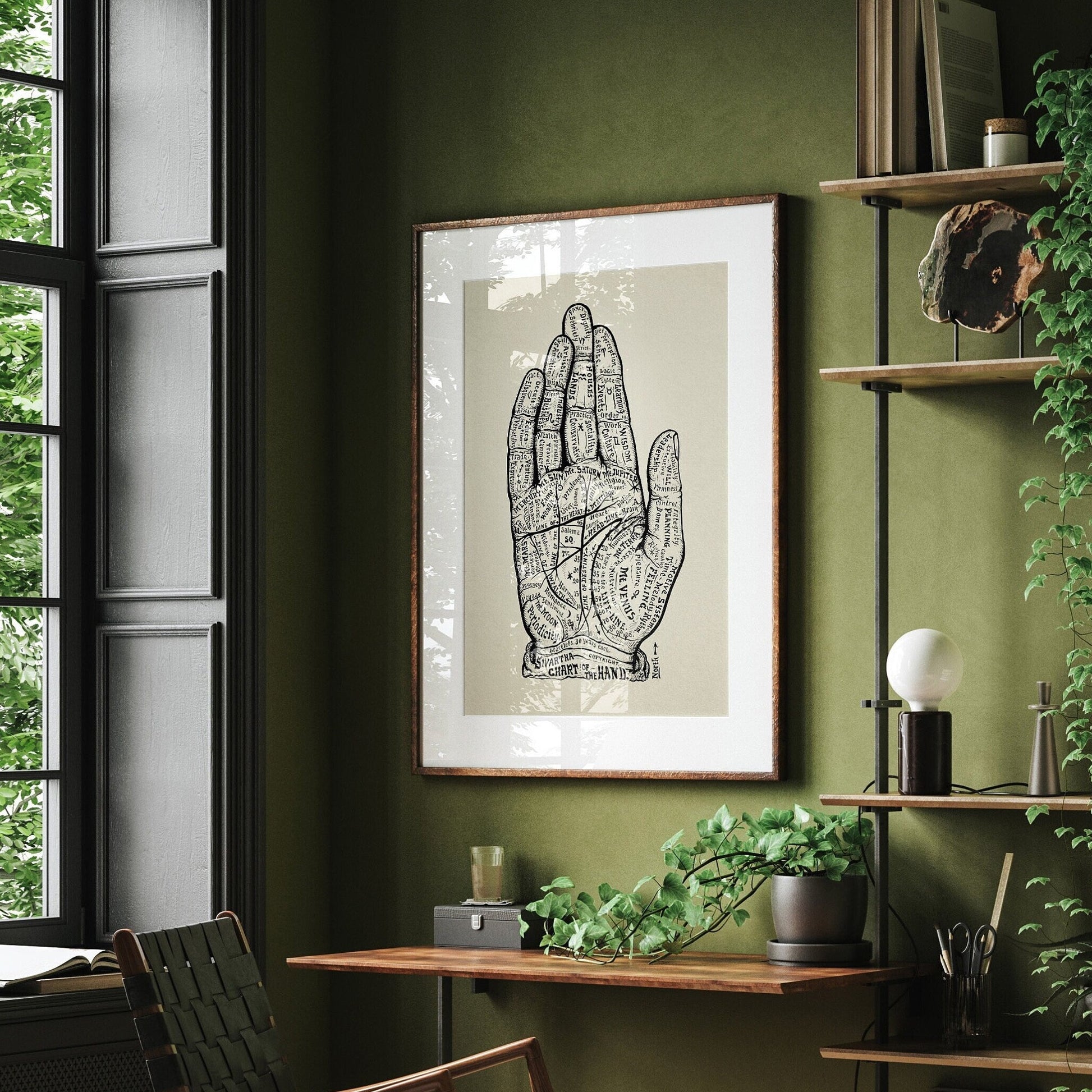 Palmistry Art Print | Reflexology Hand Chart | Large Celestial Wall Decor | Wellness Aesthetic