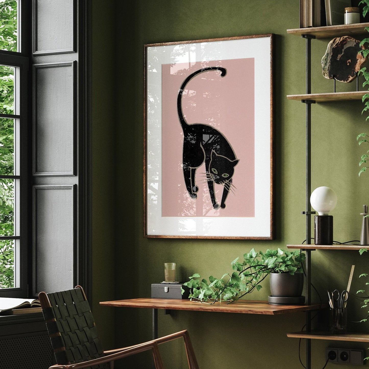 Lucky Black Cat Art Print | Pastel Aesthetics | Home Decor | Cat Lover Gift | Unique Wall Art