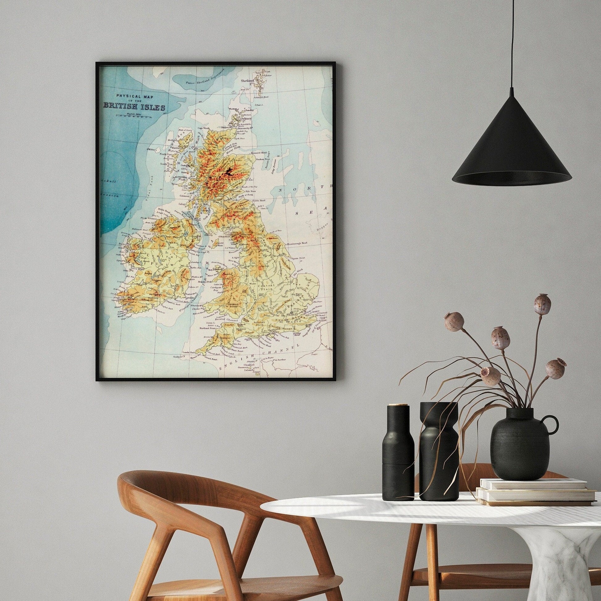 Vintage British Isles Map Print (1887) | UK Historical Map | Antique Travel Poster | Unique Home Decor | Old England