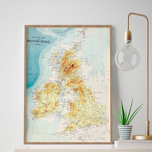 Vintage British Isles Map Print (1887) | UK Historical Map | Antique Travel Poster | Unique Home Decor | Old England