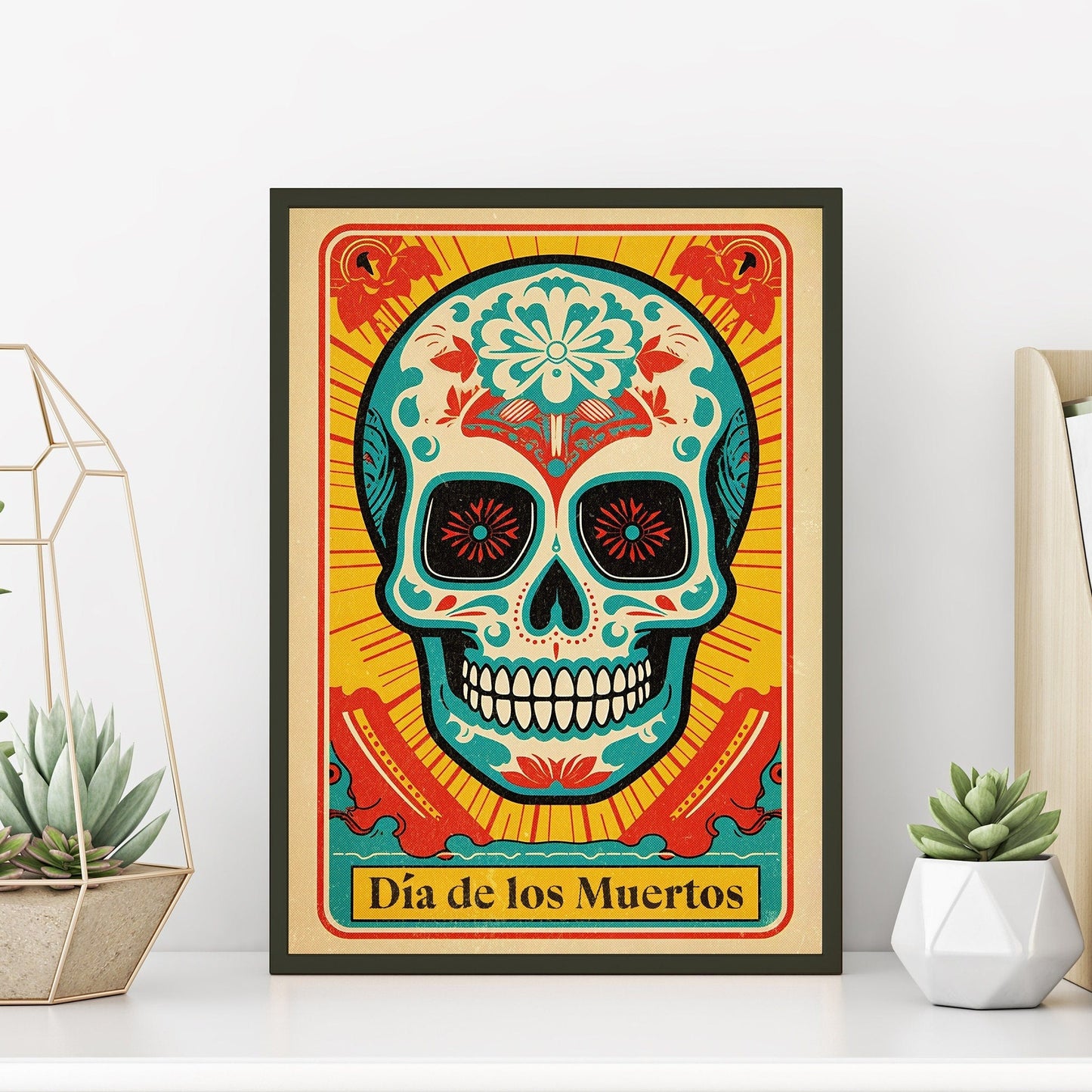 Day of the Dead Art Print | Día de los Muertos Wall Art | Vintage Sugar Skull Poster | Mexican Home Decor