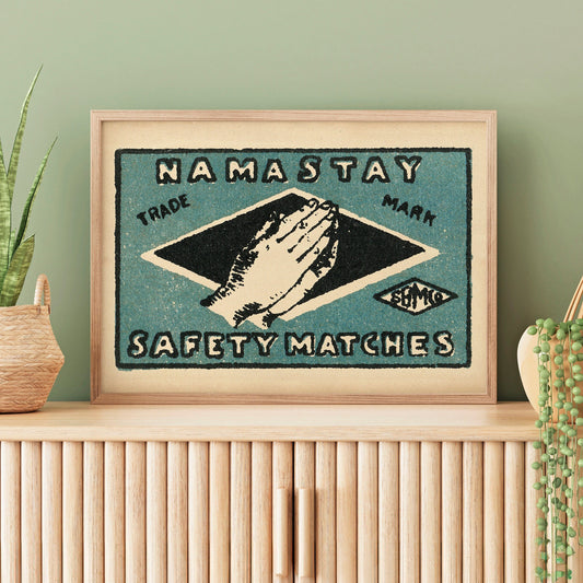 Namaste Print | Vintage Yoga Art | Namastay Wall Art | Yoga Studio Decor | Spiritual Inspirational Gift | Meditation Poster