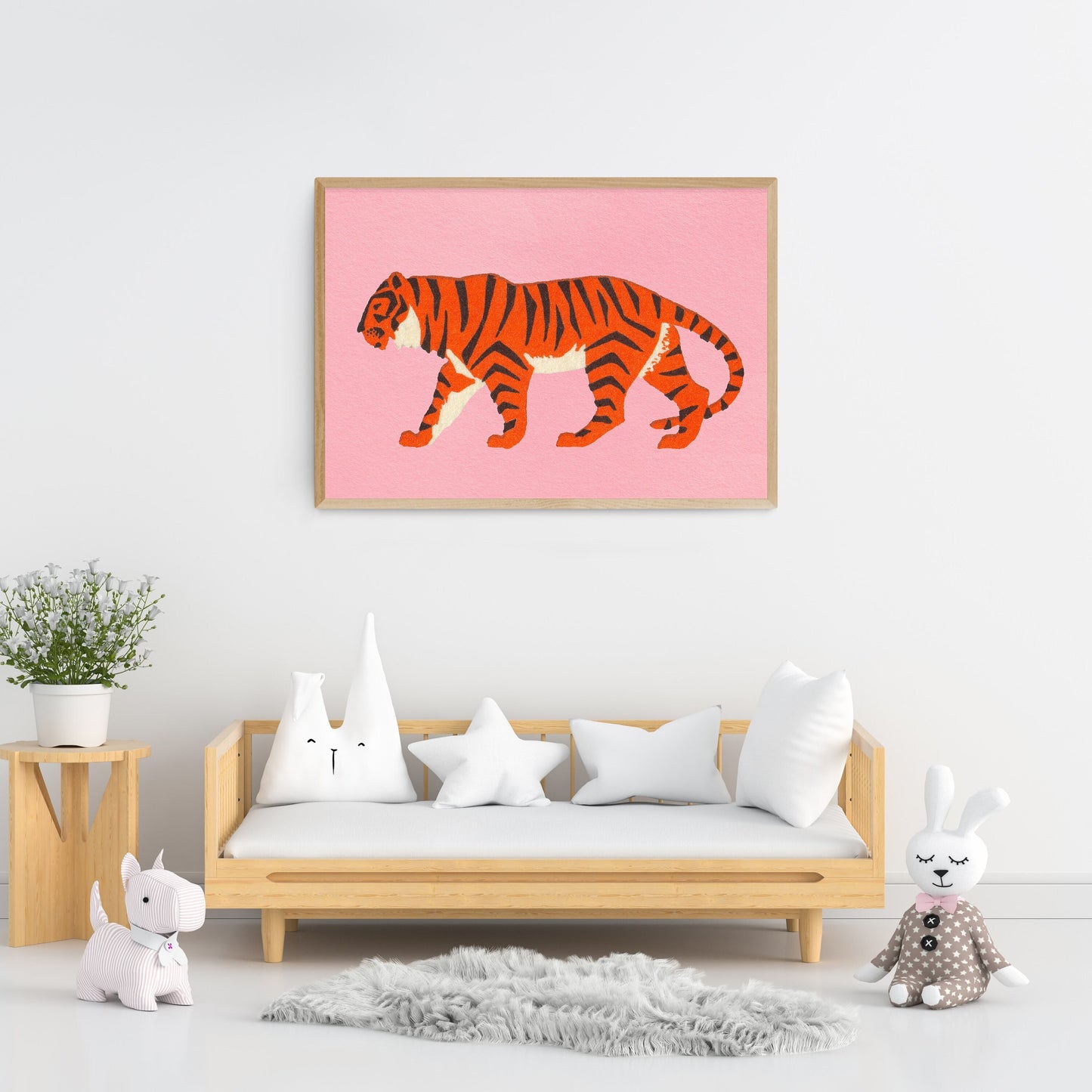 Colorful Simple Tiger Print | Jungle Wall Art | Kids Bedroom Decor | Big Cat Poster
