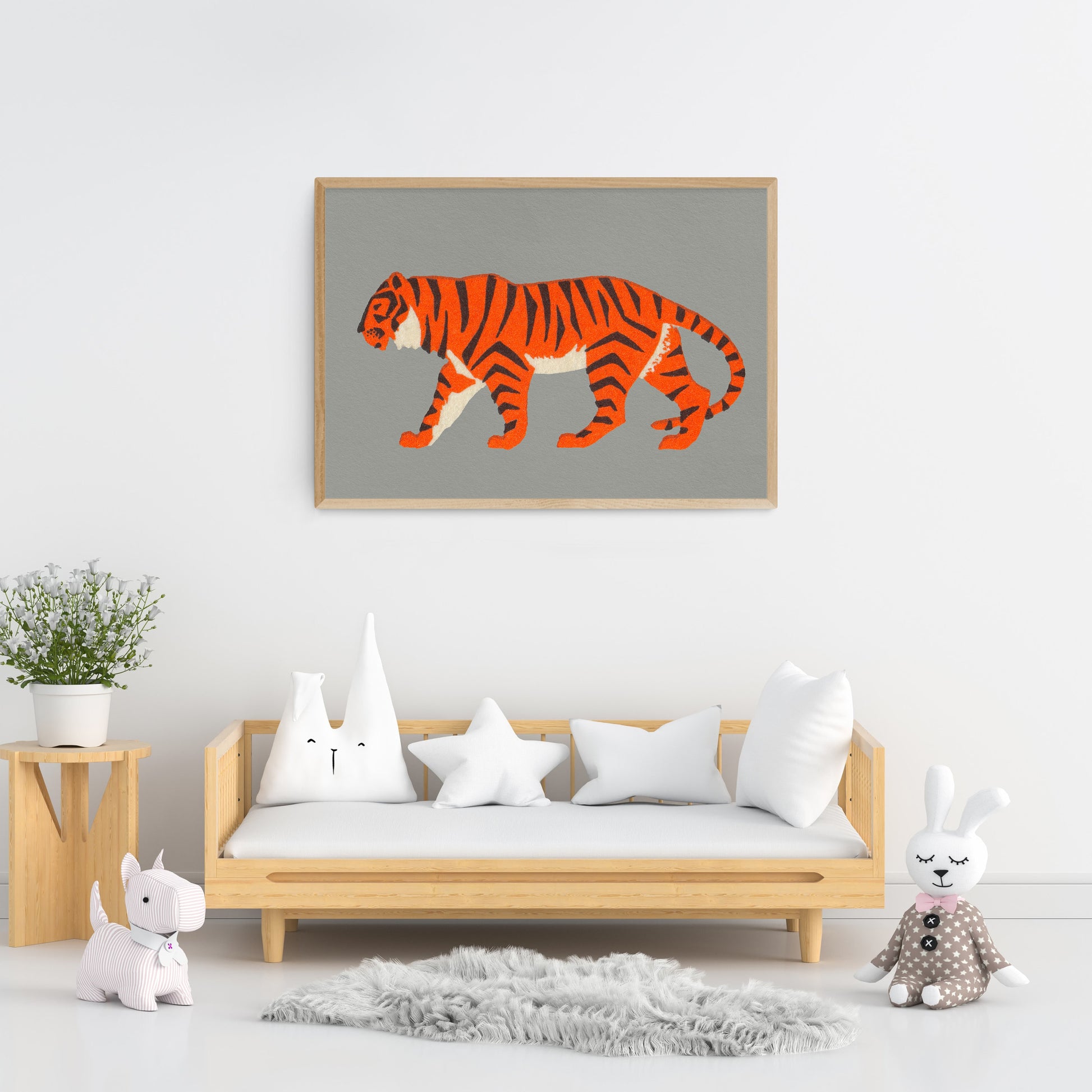 Colorful Simple Tiger Print | Jungle Wall Art | Kids Bedroom Decor | Big Cat Poster